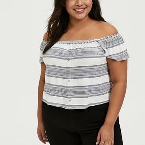 Torrid festival off shoulder crop top